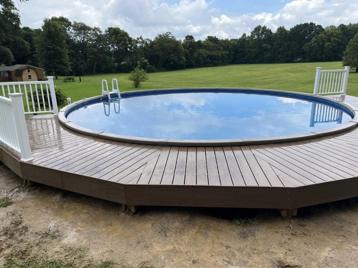 Deck wrapped around an above-ground pool